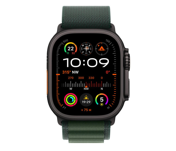 APPLE Watch Ultra 2 GPS + Cellular 49mm koperta tytanowa (czarny) + opaska Alpine M (ciemnozielony) - 1278232 - zdjęcie 2